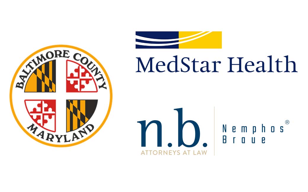 Baltimore County, Nemphos Braue LLC, and MedStar Health logos