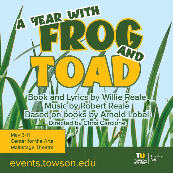 A fun, child-like logo for TU's production of A Year With Frog and Toad