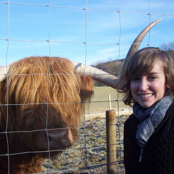 Student with Scottish cow