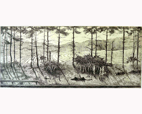 student artwork - intaglio print of landscape 