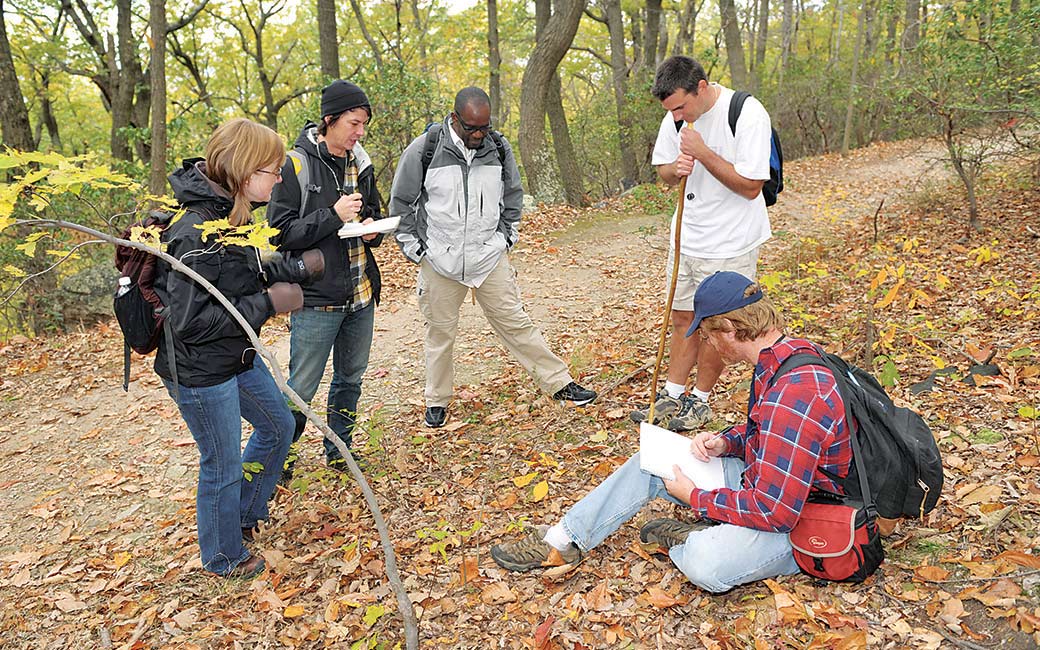 Students doing outdoor research