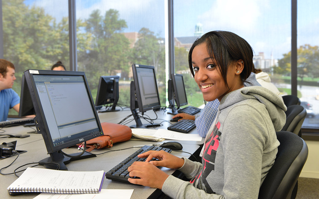 TU student using a computer