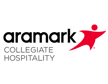 Aramark logo, text reads "Aramark, collegiate hospitality"