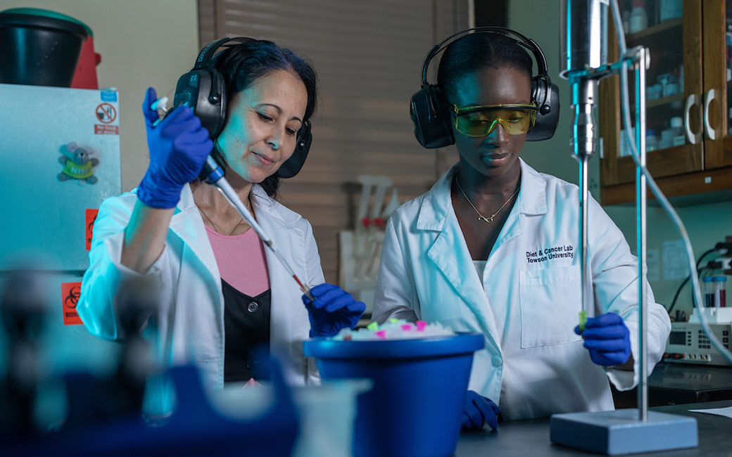faculty and student in a lab