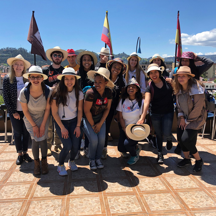 Student group wearing Panama Hats in Ecuador