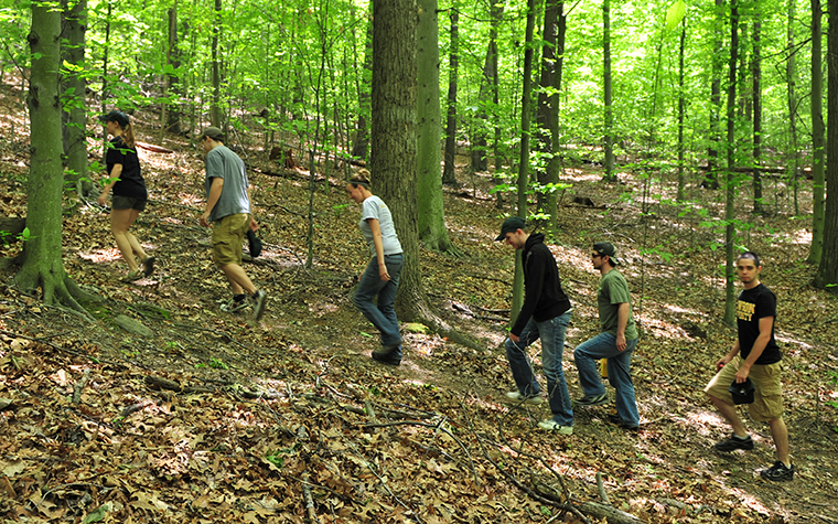Students walking through the TU Field Station