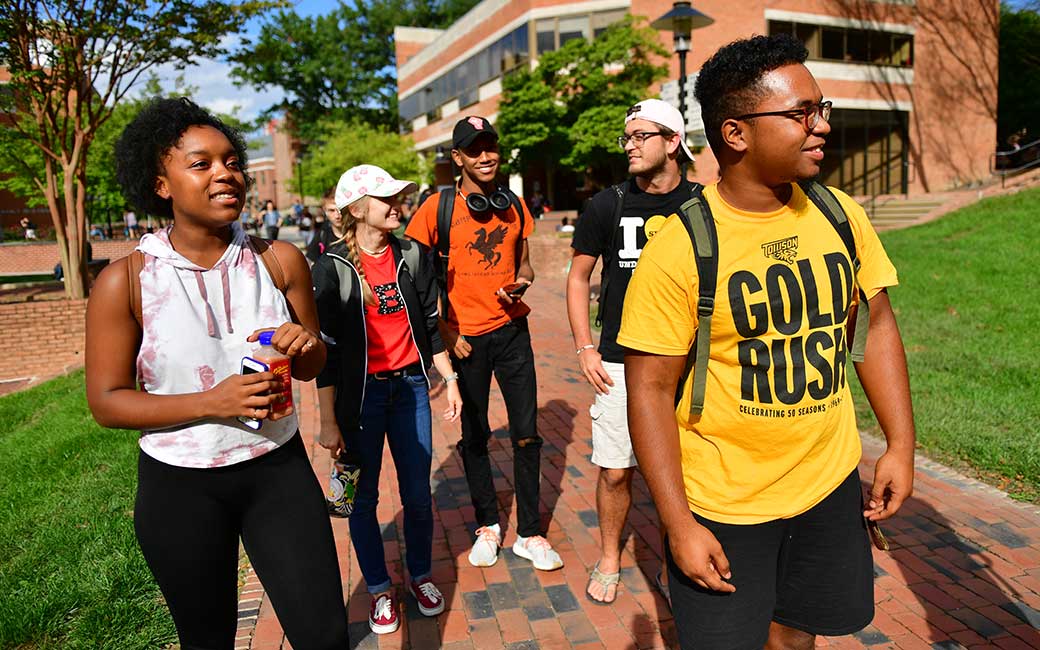 students on a campus tour