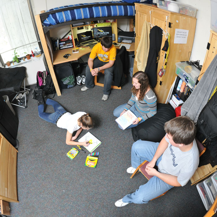 students in a residence hall