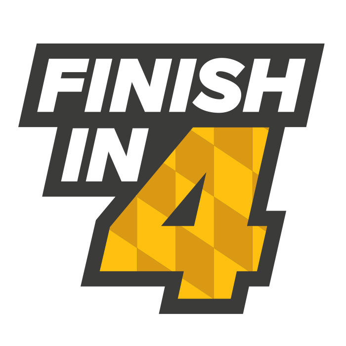 graphic that reads finish in four