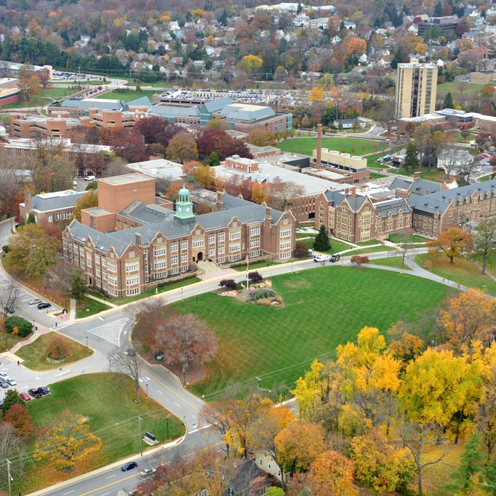 Aerial shot of campus