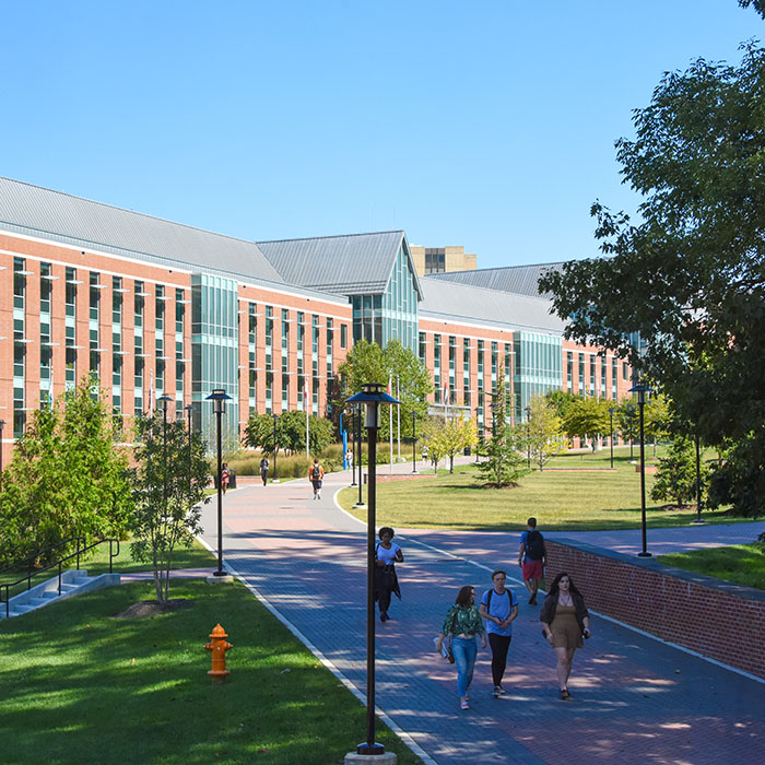 the TU path adjacent to the College of Liberal Arts