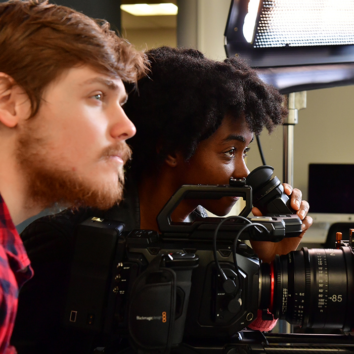 TU students using video equipment