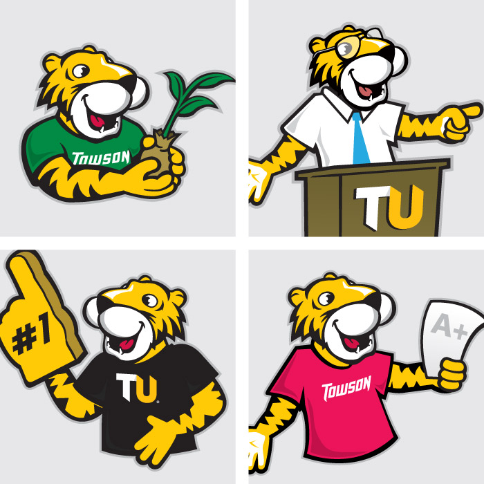 Doc the TU mascot shown in four different ways
