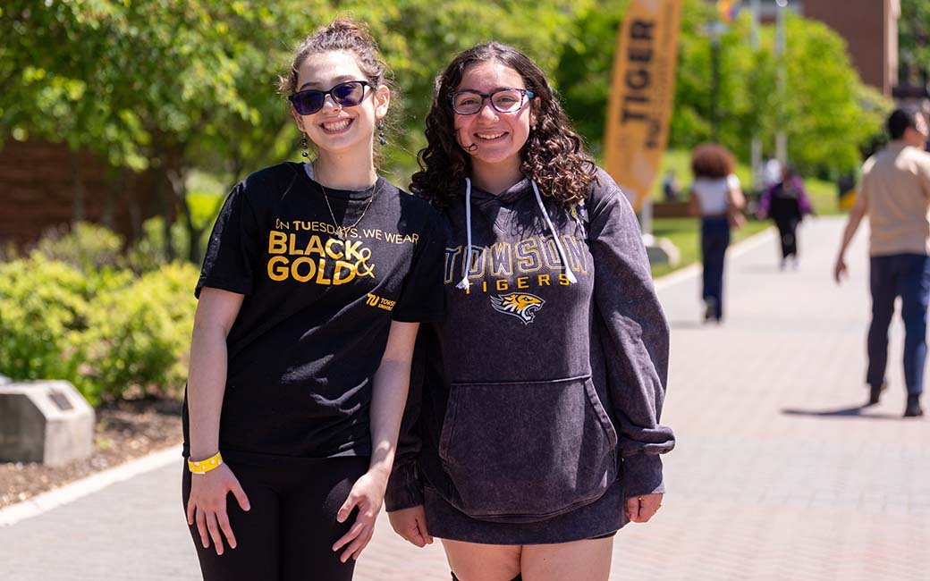 TU students wearing Towson University gear
