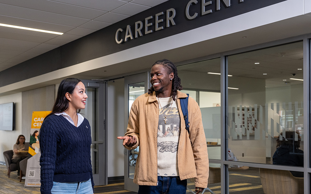 Students standing outside Career Center