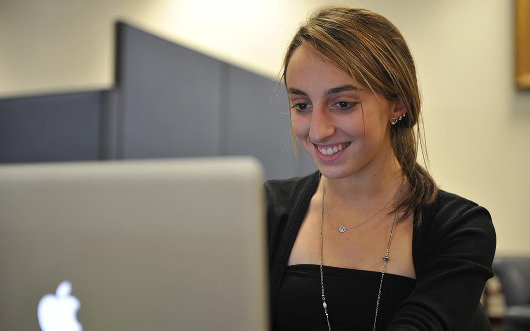 Student working on computer