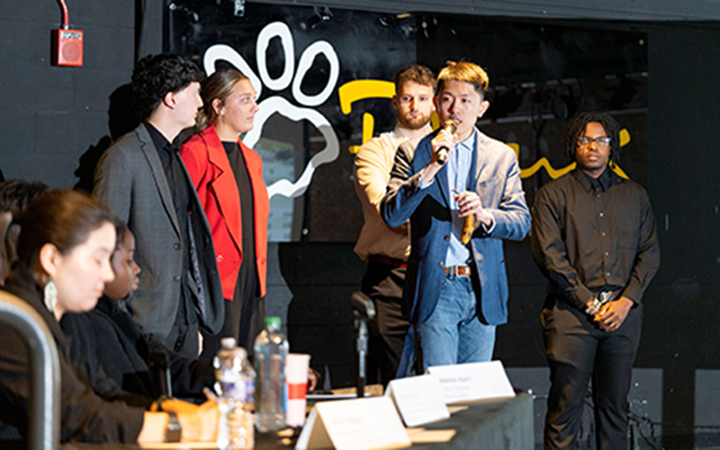 Students present their idea to judges.