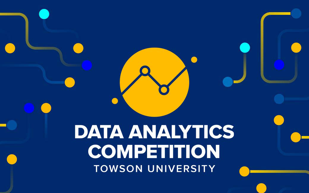text that reads data analytics competition on top of an abstract visualization of data