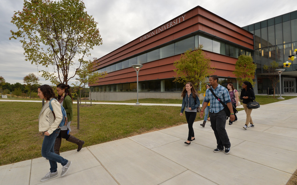 students at the Towson University in Northeastern Maryland campus