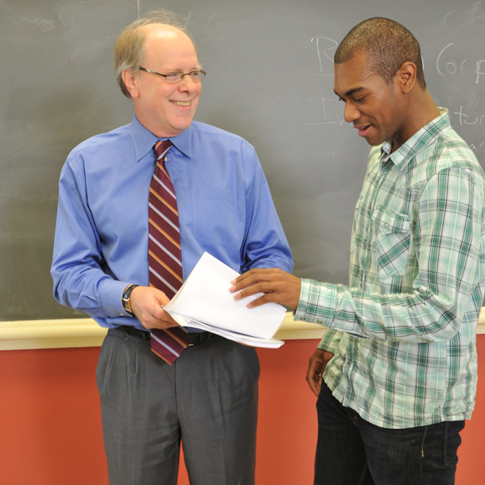 faculty member advising student