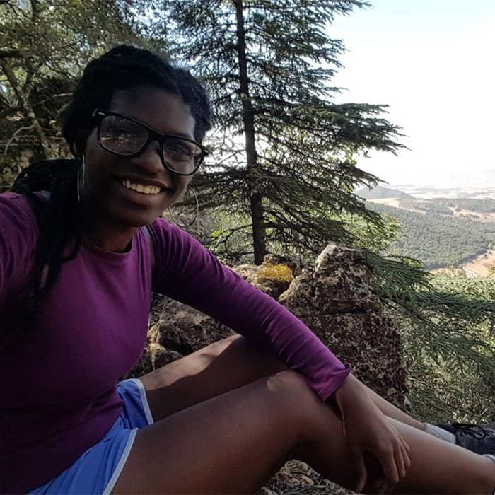 Chenise Calhoun on a guided hike in mountains, Ifrane, Morocco
