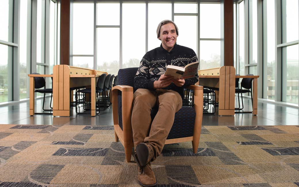 Austin Sellman in College of Liberal Arts Building