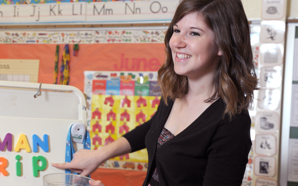 Hannah Frank in the classroom
