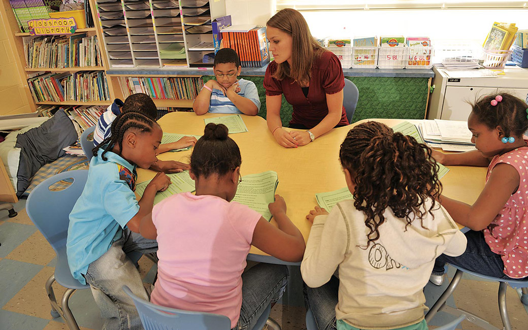 teacher and children in class