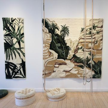 "Oasis Triptych I" and "Wadi Bin Hammad" by Hannah Atallah