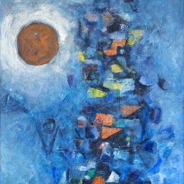 Detail: Moon Over Kathmandu by Lain Singh Bangdel