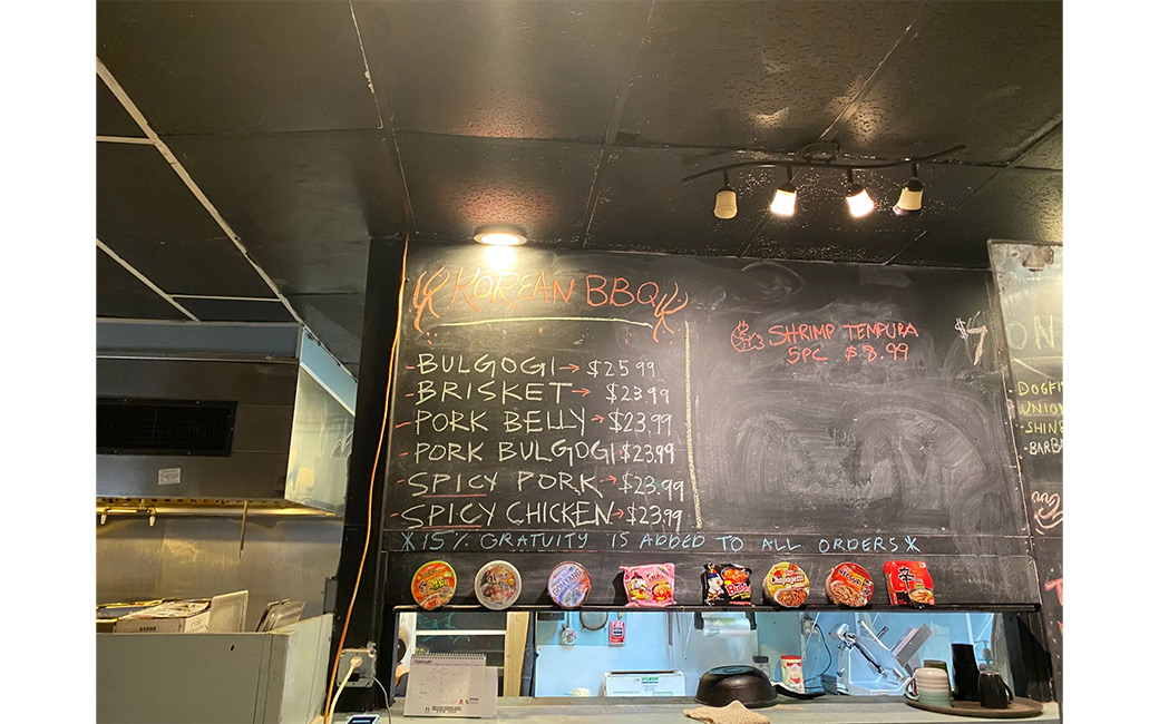 Interor menu of The Crown restaurant
