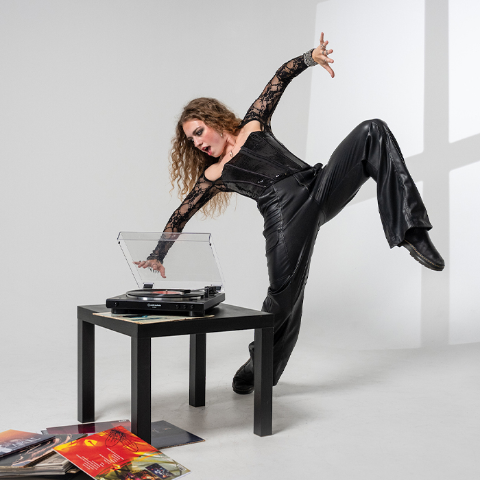 Dancer striking a dramatic pose