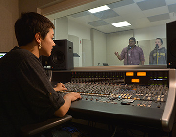 EMF Student in Audio Lab