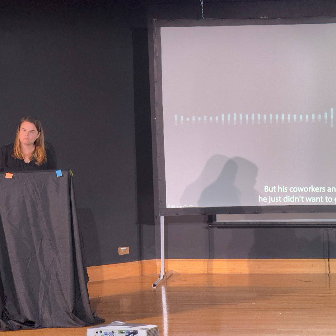 Desiree Rowe on stage during performance.