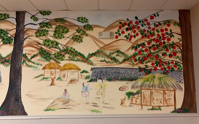 Mural in the Korean Senior Day Care Center, detail.