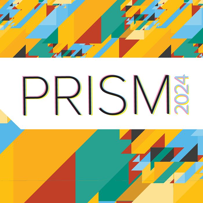 Colorful patterns frame the title PRISM