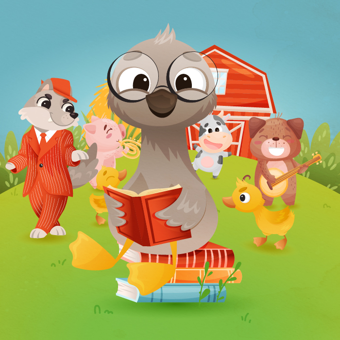 The Ugly Duckling, in front of his barnyard friends