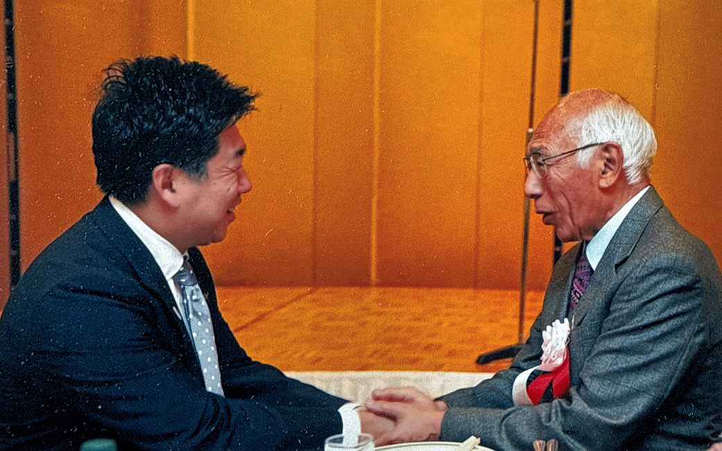 Kawasaki Mayor Norihiko Fukuda, at award ceremony for conferral Order of the Order of the Rising Sun, Gold Rays with Rosette, April 29, 2014.