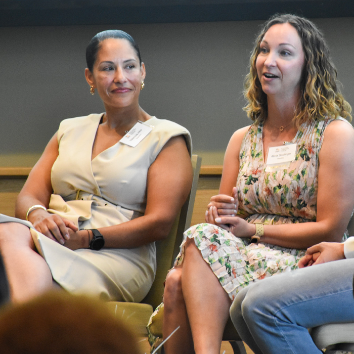two women speaking