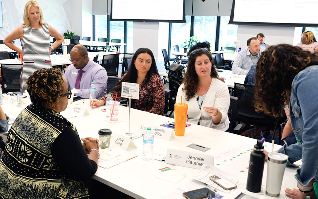 participants interacting at a table