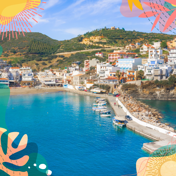 greek island with blue water