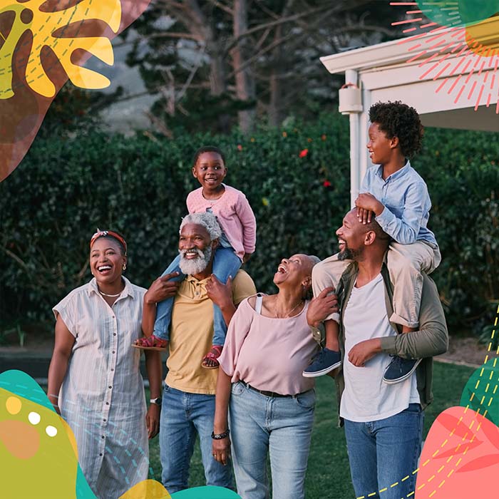 a black family playing in the yard