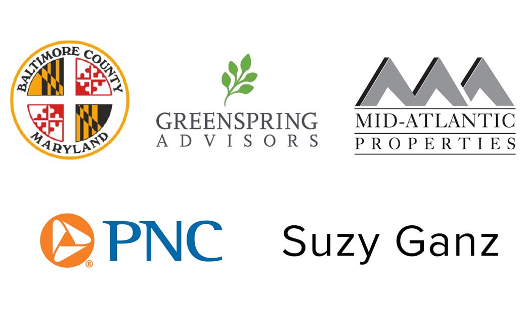 logos of baltimore county, greenspring advisors, mid-atlantics properties, and suzy ganz