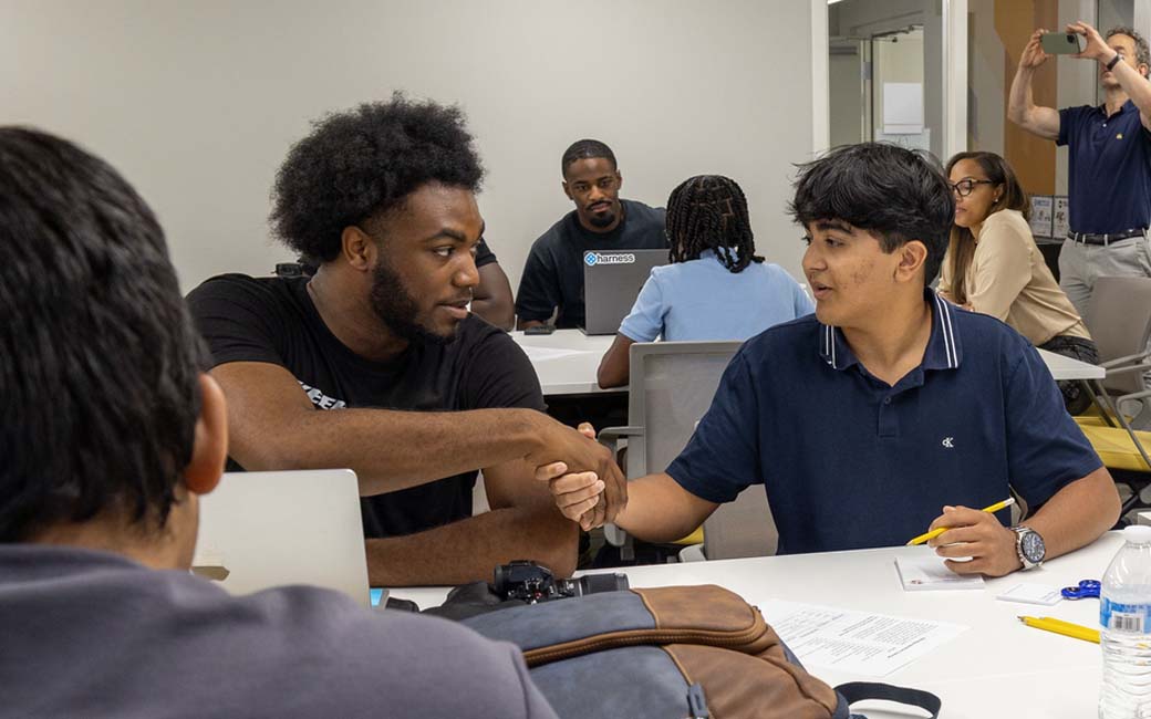 Students completing a workshop