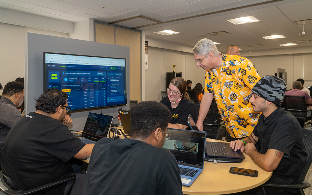 mike o'leary and students at hack the box event