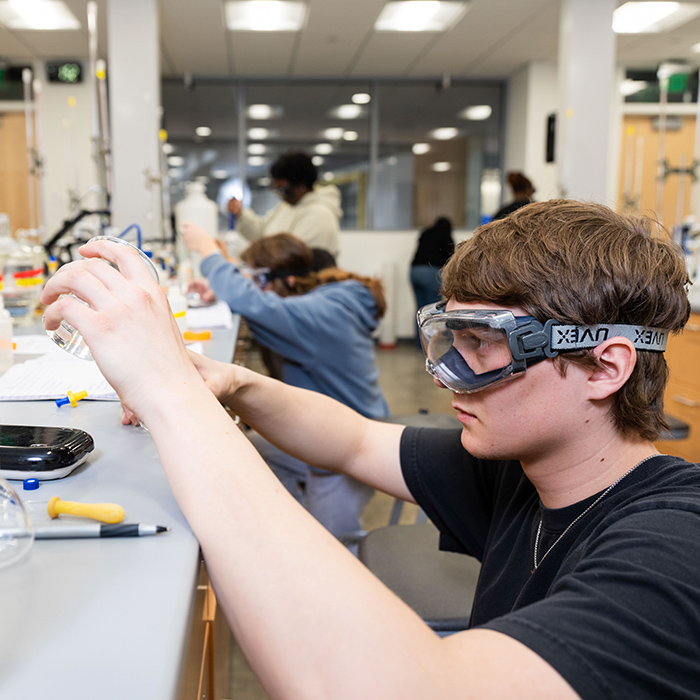 student researcher in lab