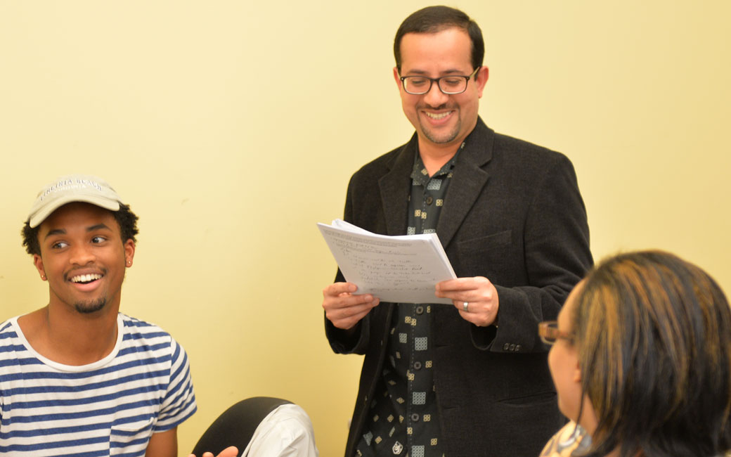 nadim alkharouf with two students