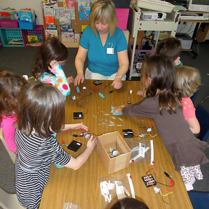 young students in a stem activity