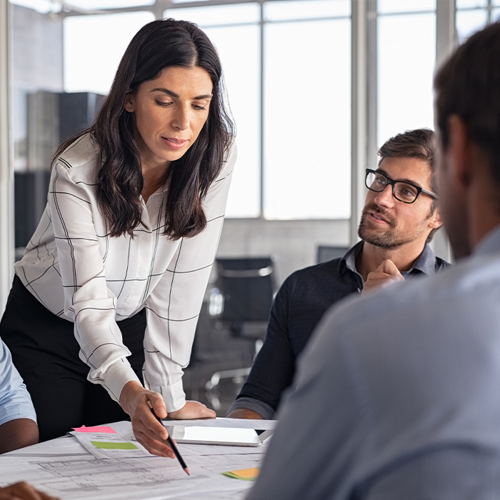 A woman leading a meeting