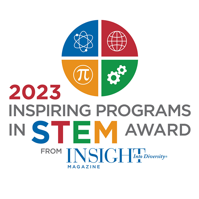 STEM award logo. Text reads, "2023 Inspiring Programs in STEM Award from Insight into Diversity Magazine"